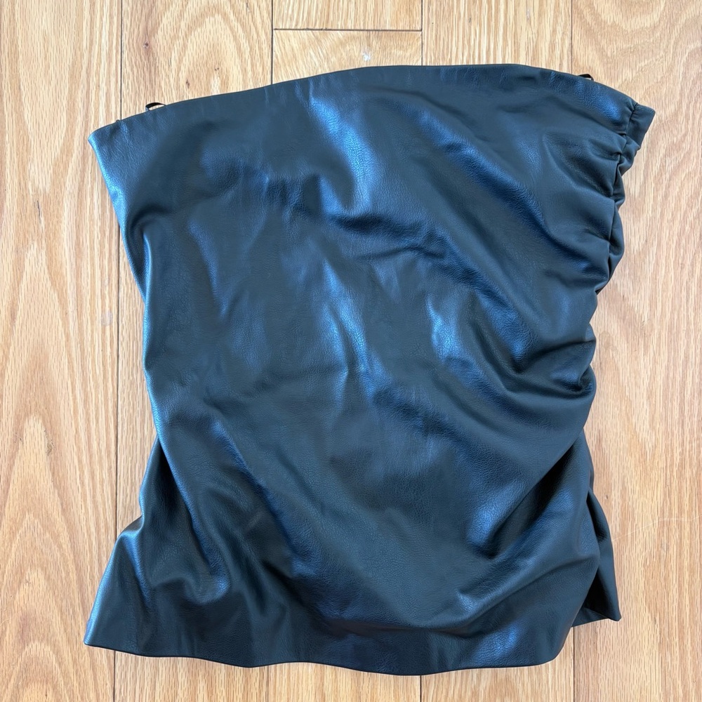 Zara Black faux Leather tube top